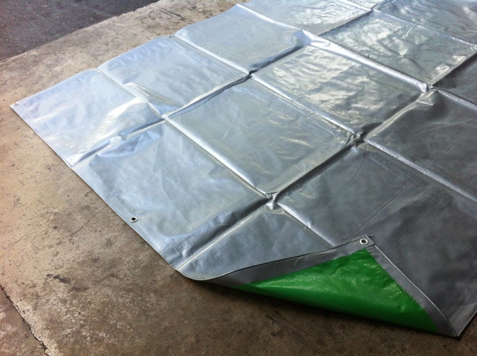 Silver / Green PE Tarpaulin Canvas